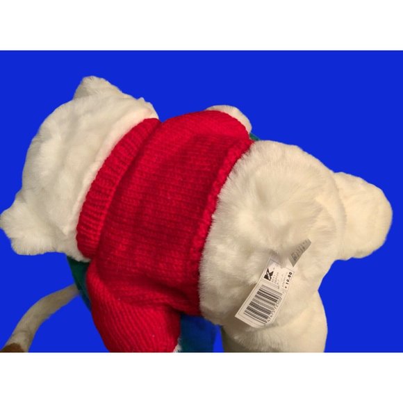 Holiday K-MART Christmas Plush White Teddy Bear 1997 RED Sweater - Picture 6 of 13